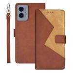 For Motorola Moto G55 5G idewei Two-color Splicing Leather Phone Case(Brown)