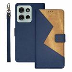 For Motorola Moto G75 5G idewei Two-color Splicing Leather Phone Case(Blue)