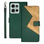 For Motorola Moto G75 5G idewei Two-color Splicing Leather Phone Case(Green)