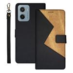 For Motorola Moto E15 idewei Two-color Splicing Leather Phone Case(Black)