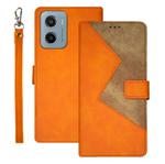 For Motorola Moto E15 idewei Two-color Splicing Leather Phone Case(Orange)