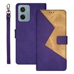 For Motorola Moto E15 idewei Two-color Splicing Leather Phone Case(Purple)