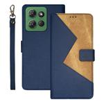 For Motorola Moto G Power 2025 idewei Two-color Splicing Leather Phone Case(Blue)