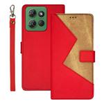 For Motorola Moto G Power 2025 idewei Two-color Splicing Leather Phone Case(Red)