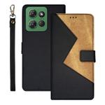 For Motorola Moto G Power 2025 idewei Two-color Splicing Leather Phone Case(Black)