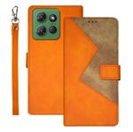 For Motorola Moto G Power 2025 idewei Two-color Splicing Leather Phone Case(Orange)