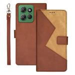 For Motorola Moto G Power 2025 idewei Two-color Splicing Leather Phone Case(Brown)