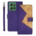 For Motorola Moto G Power 2025 idewei Two-color Splicing Leather Phone Case(Purple)
