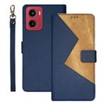 For Motorola Moto G05 idewei Two-color Splicing Leather Phone Case(Blue)