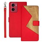 For Motorola Moto G05 idewei Two-color Splicing Leather Phone Case(Red)