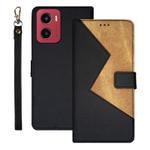 For Motorola Moto G05 idewei Two-color Splicing Leather Phone Case(Black)