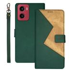 For Motorola Moto G05 idewei Two-color Splicing Leather Phone Case(Green)