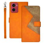 For Motorola Moto G05 idewei Two-color Splicing Leather Phone Case(Orange)