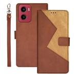 For Motorola Moto G05 idewei Two-color Splicing Leather Phone Case(Brown)