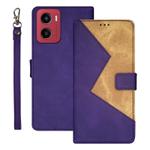 For Motorola Moto G05 idewei Two-color Splicing Leather Phone Case(Purple)