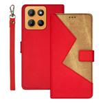 For Motorola Moto G15 idewei Two-color Splicing Leather Phone Case(Red)