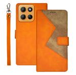 For Motorola Moto G15 idewei Two-color Splicing Leather Phone Case(Orange)