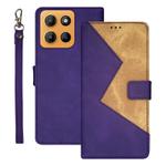 For Motorola Moto G15 idewei Two-color Splicing Leather Phone Case(Purple)