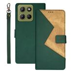 For Motorola Moto G15 Power idewei Two-color Splicing Leather Phone Case(Green)