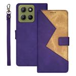 For Motorola Moto G15 Power idewei Two-color Splicing Leather Phone Case(Purple)