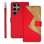 For Samsung Galaxy S24 Ultra 5G idewei Two-color Splicing Leather Phone Case(Red)