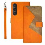 For Sony Xperia 1 V idewei Two-color Splicing Leather Phone Case(Orange)