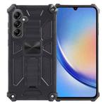 For Samsung Galaxy A35 Armor Shockproof TPU + PC Magnetic Phone Case with Holder(Black)