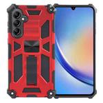 For Samsung Galaxy A35 Armor Shockproof TPU + PC Magnetic Phone Case with Holder(Red)