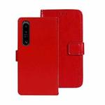 For Sony Xperia 1 V idewei Crazy Horse Texture Leather Phone Case with Holder(Red)