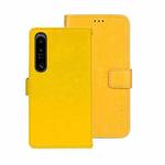 For Sony Xperia 1 V idewei Crazy Horse Texture Leather Phone Case with Holder(Yellow)