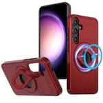 For Samsung Galaxy S24+ 5G MagSafe Ring Holder Armor Phone Case(Red)