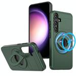 For Samsung Galaxy S25+ 5G Armor MagSafe Ring Holder Phone Case(Deep Green)