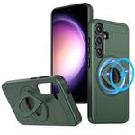 For Samsung Galaxy S25 5G Armor MagSafe Ring Holder Phone Case(Deep Green)