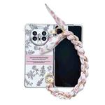 For Huawei Mate X5 Pearlescent Paint Painted PC Phone Case with DIY Scarf Bracelet(Sketch Flower)
