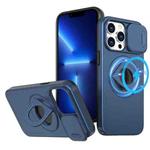 For iPhone 13 Pro Camshield MagSafe Ring Holder Armor Phone Case(Blue)