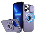 For iPhone 13 Pro Camshield MagSafe Ring Holder Armor Phone Case(Purple)