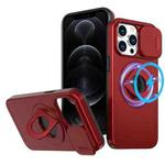 For iPhone 12 Pro Camshield MagSafe Ring Holder Armor Phone Case(Red)