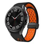 For Samsung Galaxy Watch 6 / 6 Classic Two Color Magnetic Folding Black Buckle Watch Band(Black Orange)