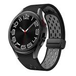 For Samsung Galaxy Watch 6 / 6 Classic Two Color Magnetic Folding Black Buckle Watch Band(Black Grey)