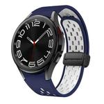 For Samsung Galaxy Watch 6 / 6 Classic Two Color Magnetic Folding Black Buckle Watch Band(Midnight Blue White)