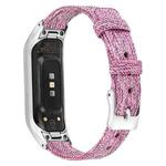 For Samsung Galaxy Fit E Stainless Steel Canvas Watch Band, Size:L(Pink Purple)