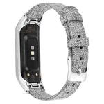 For Samsung Galaxy Fit E Stainless Steel Canvas Watch Band, Size:L(Black And Gray)