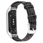 For Samsung Galaxy Fit E Stainless Steel Canvas Watch Band, Size:L(Black Gray)