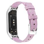 For Samsung Galaxy Fit E Stainless Steel Canvas Watch Band, Size:L(Light Purple)