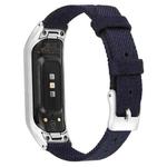 For Samsung Galaxy Fit E Stainless Steel Canvas Watch Band, Size:L(Dark Blue)