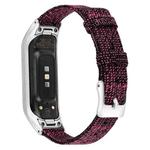 For Samsung Galaxy Fit E Stainless Steel Canvas Watch Band, Size:L(Deep Purple)