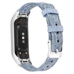 For Samsung Galaxy Fit E Stainless Steel Canvas Watch Band, Size:L(Sky Blue)