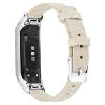 For Samsung Galaxy Fit E Stainless Steel Canvas Watch Band, Size:L(Apricot)