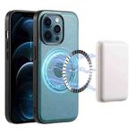 For iPhone 12 Pro Max Denior Cowhide Texture Leather MagSafe Phone Case(Blue)