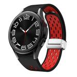 For Samsung Galaxy Watch 6 / 6 Classic Two Color Magnetic Folding Silver Buckle Watch Band(Black Red)